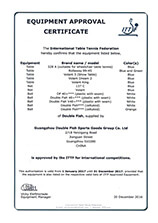 Certificado de Aprobación del Equipo de Pesca Doble-ITTF